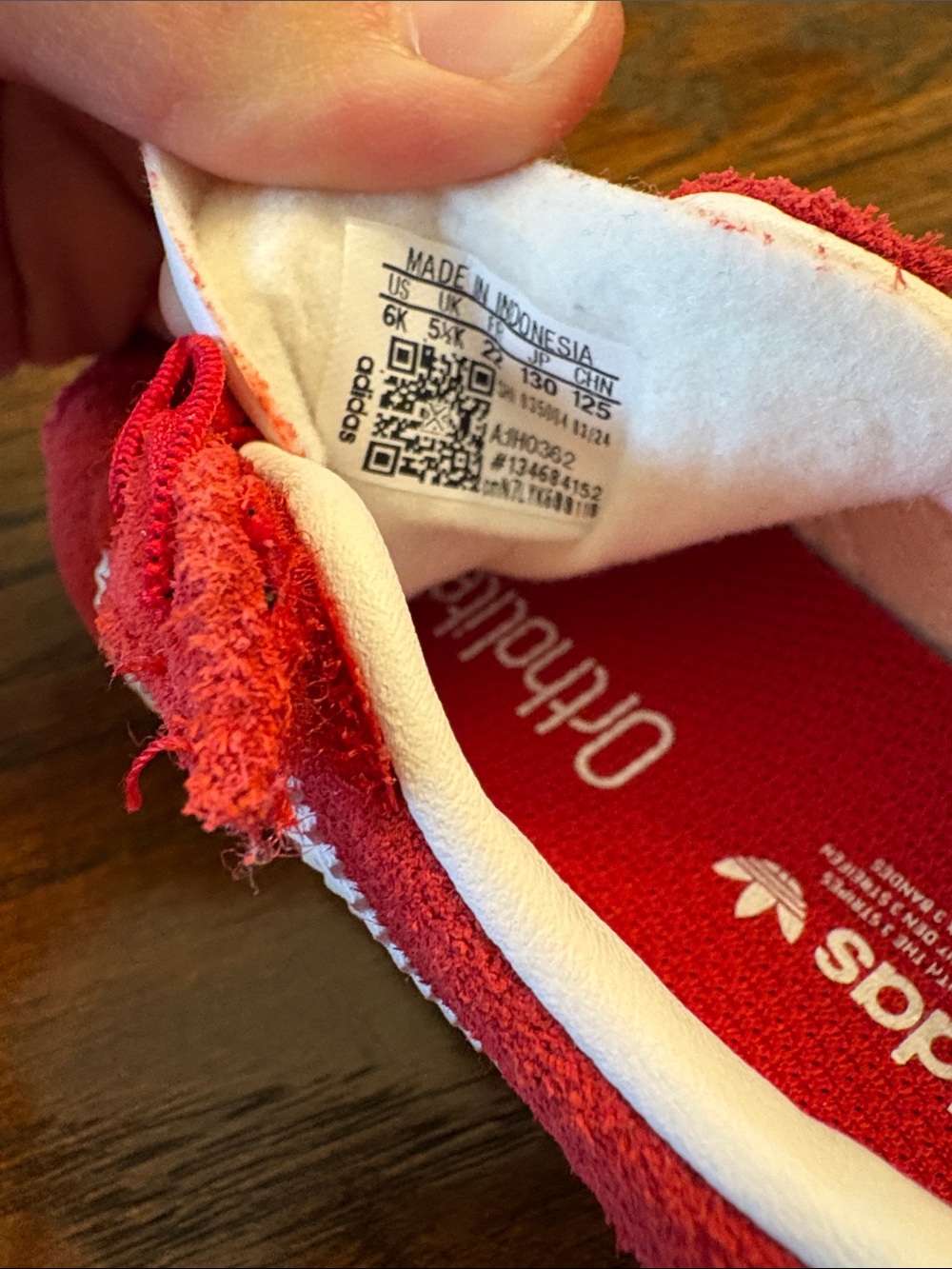 Adidas Gazelle Kids Suede Sneakers - Red/White Size 6 NEW - Picture 5 of 5